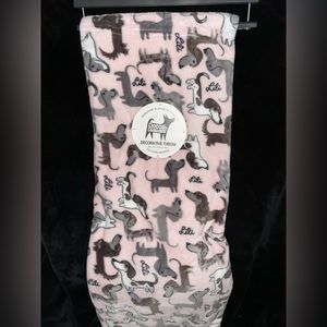 Dachshund Blanket Adorable Short & Long Haired Soft Pink Plush Throw NEW